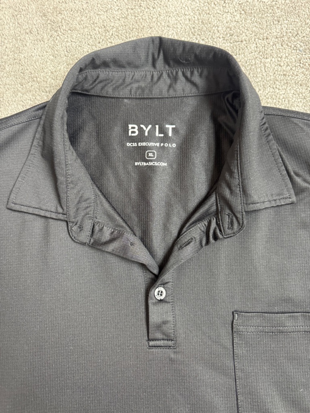 BYLT Basics Men's Black Short-Sleeve Polo Executive Shirt with Pocket - XL - Picture 2 of 4